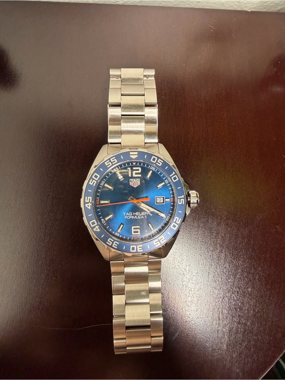 Tag Heuer blue dial stainless steel bracelet watch